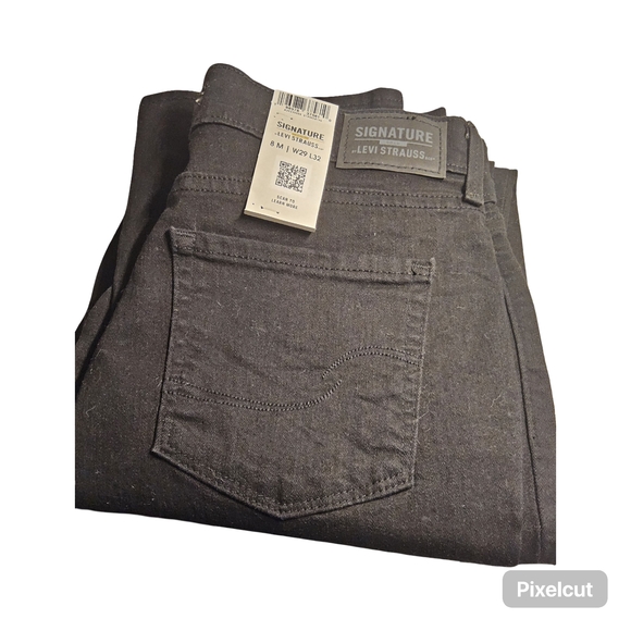 1 NWOT Levi Strauss 8M High Rise Straight Black Jeans - Picture 2 of 11